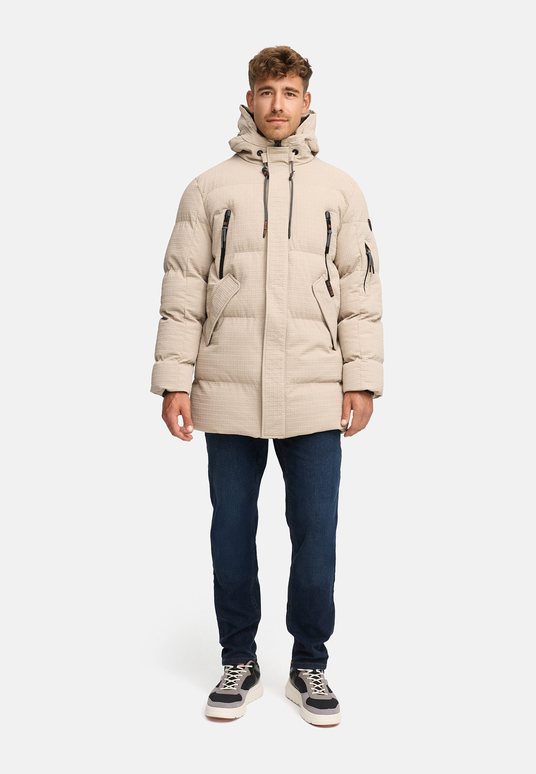 Indicode Wintermantel Herren INLondoy Jacke Winter Herrenjacke Parka mit markanter Struktur und Kapuze