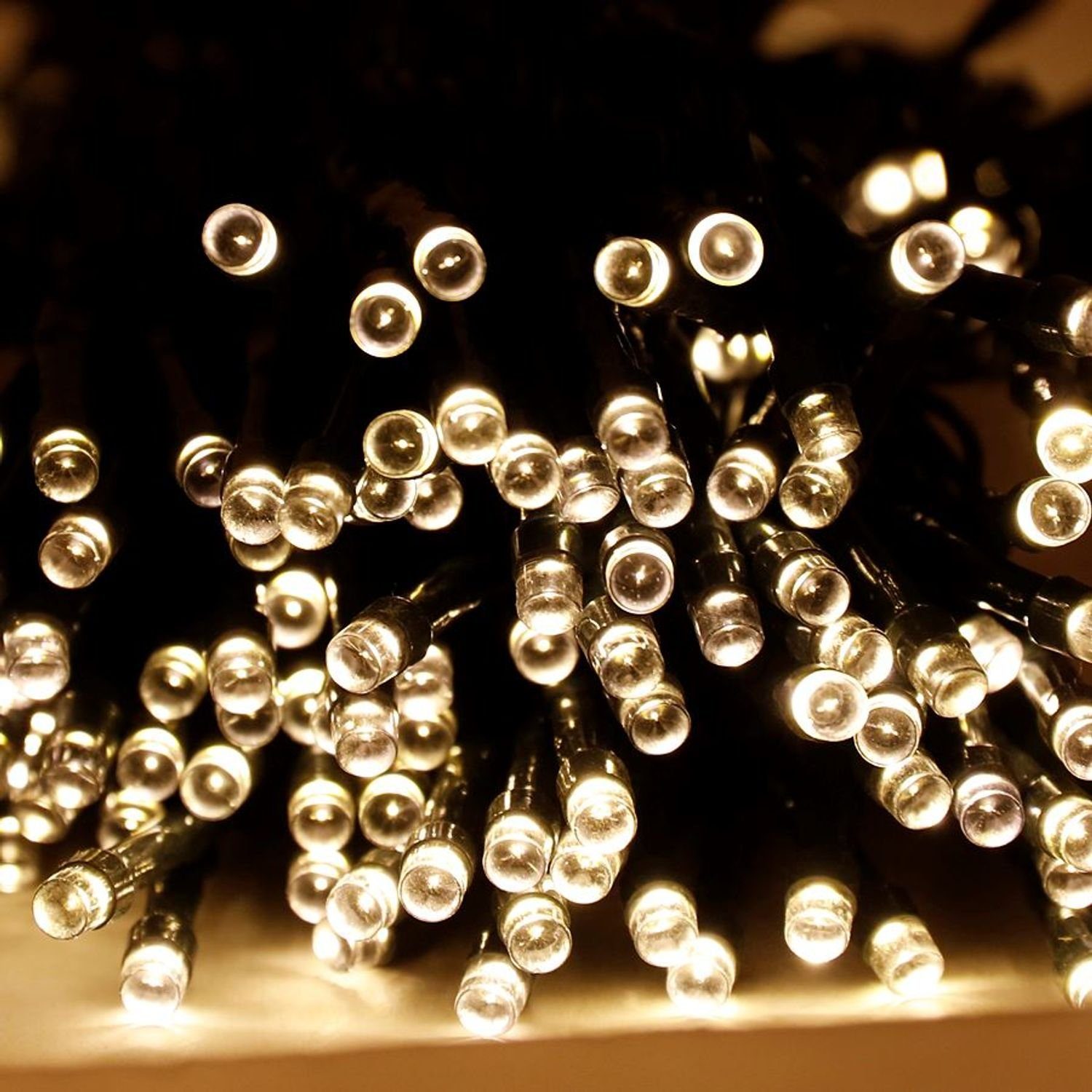 BURI LED Dekolicht Solar-Lichterkette 20m warmweiß 200 LED Außenbeleuchtung Weihnachtensb