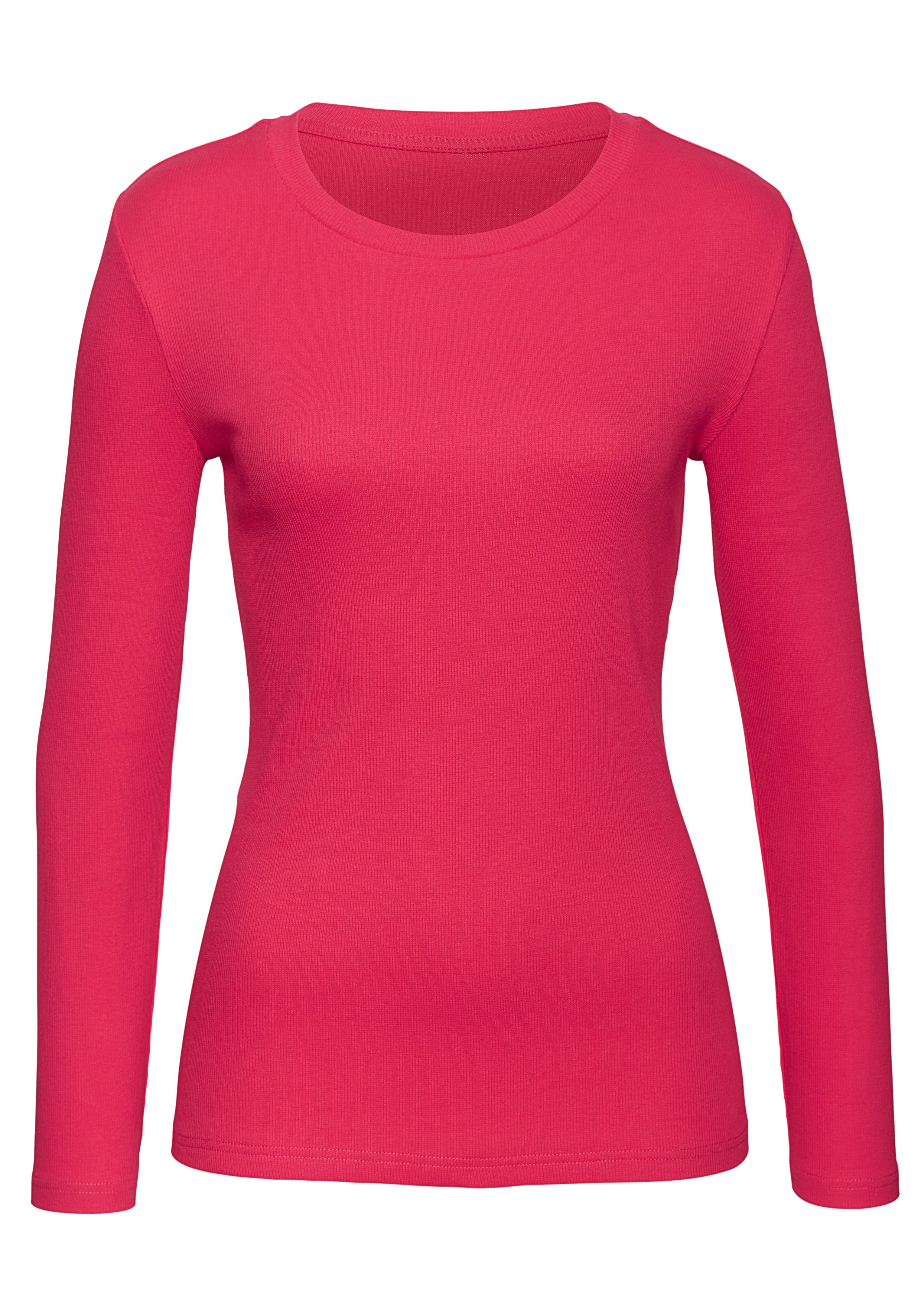 Vivance Langarmshirt aus modischer Rippware (2er-Pack) aus weichem Baumwoll-Stretch