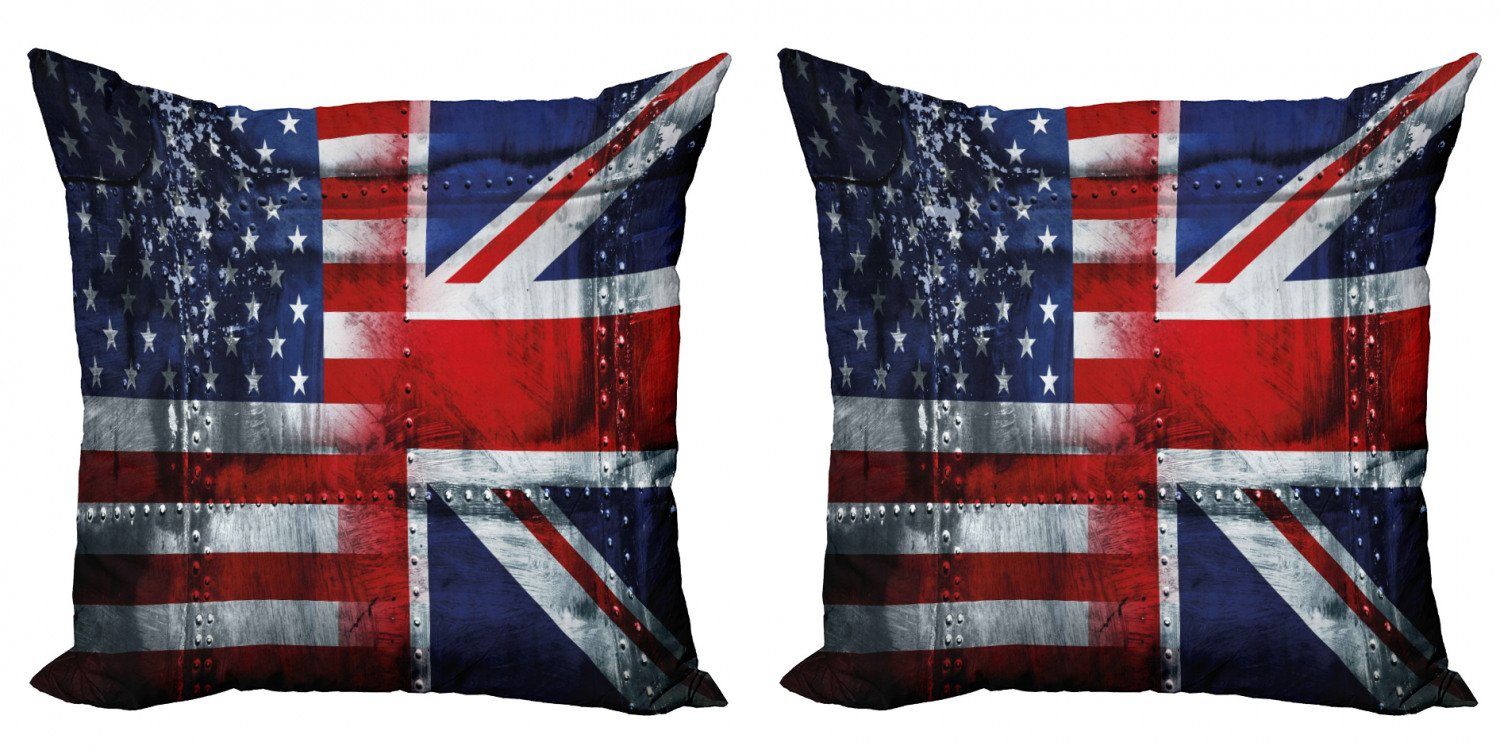 Kissenbezüge Modern Accent Doppelseitiger Digitaldruck, Abakuhaus (2 Stück), Union Jack Allianz UK und USA | Kissenbezüge