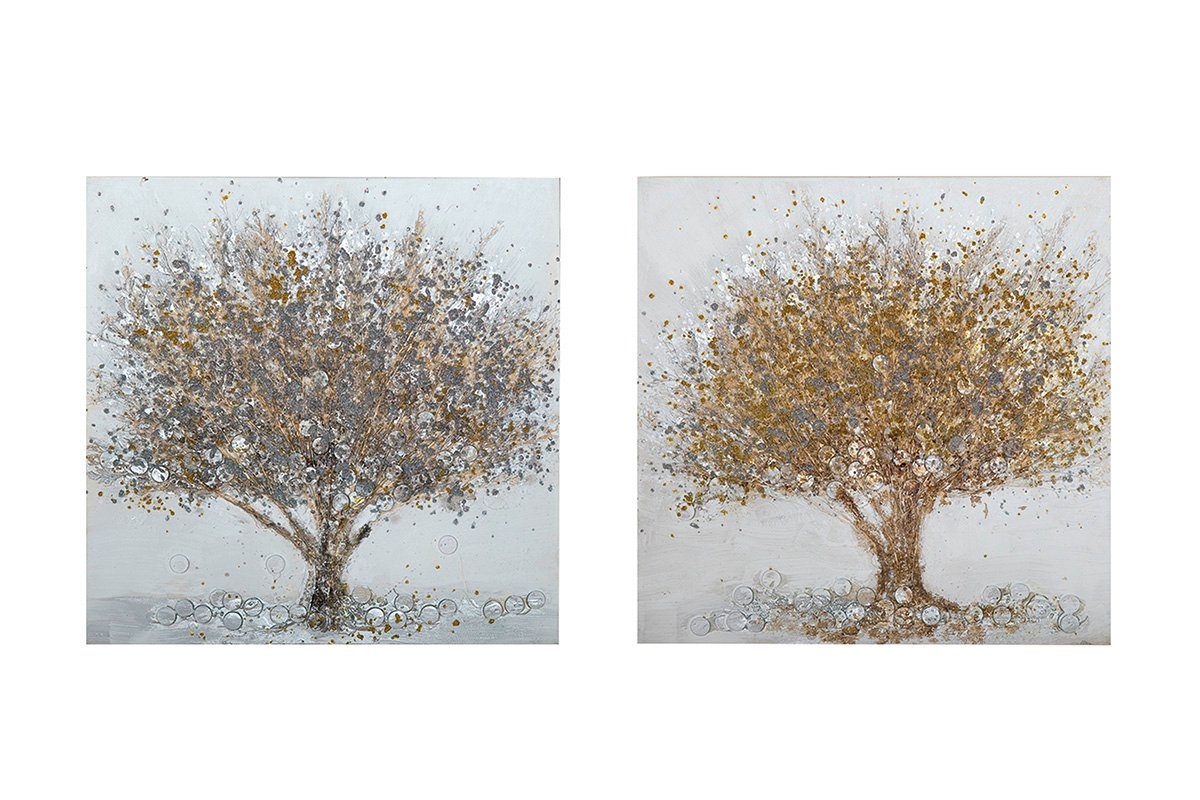 GILDE Bild »Bild Gemälde "Baum" VE 2 so (BxHxL) 50 cm x 50 cm«, Set von