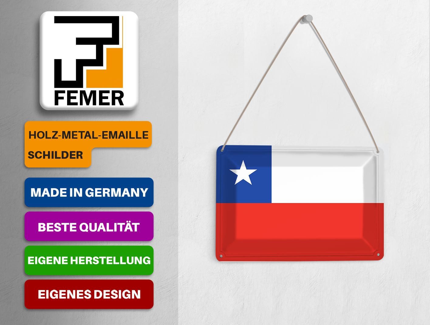 Femer GmbH Postkarte Flagge Chiles 14x10 cm Flag of Chile, unfrankiert