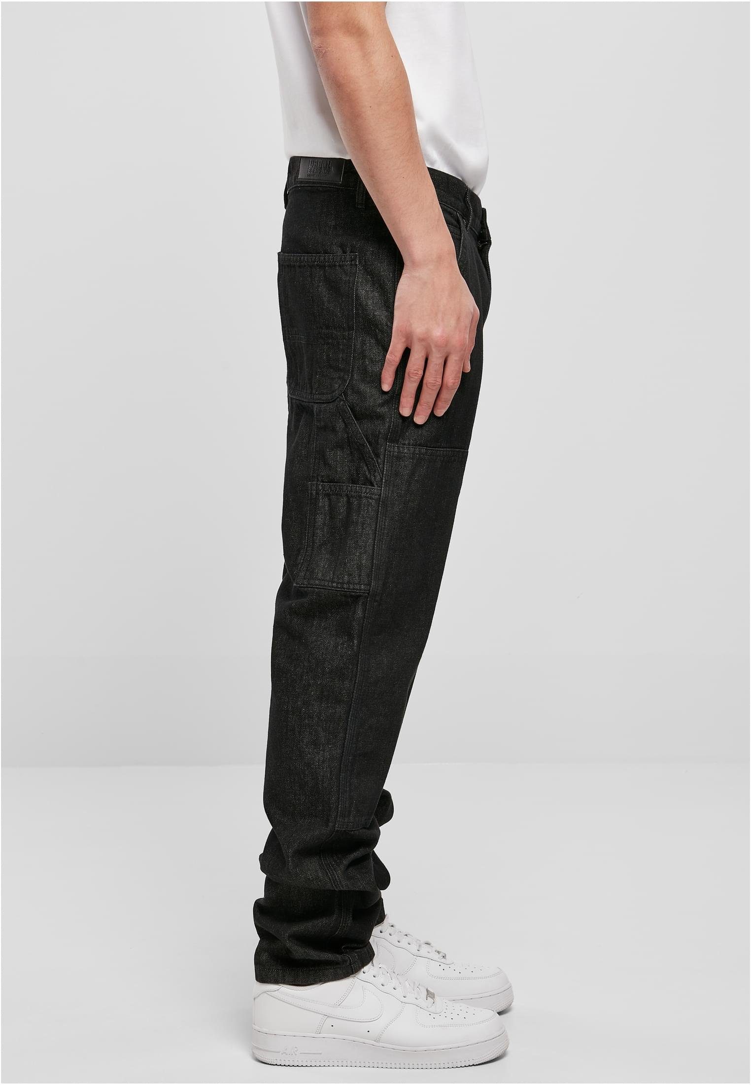 URBAN CLASSICS Jeggings Herren Knee Double (1-tlg) Jeans realblack washed
