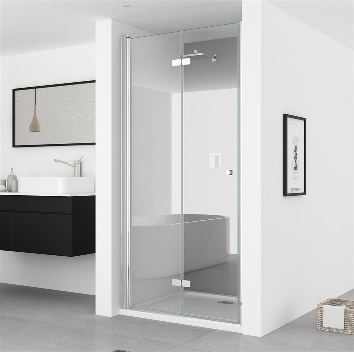 Thumbnail - IMPTS Dusch-Drehtür Dusche Nische Duschtür Nischendusche, 70x185 cm, Sicherheitsglas, (mit hochwertigen Aluminiumprofile...