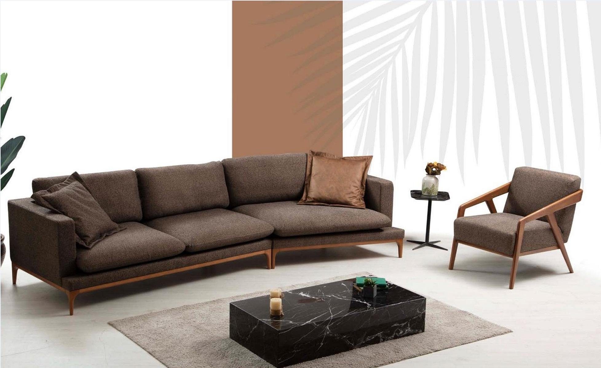 Sofa Sofas Eck Europe Wohnzimmer Stil, in Luxus Ecksofa JVmoebel Made L-Form Stoff Ecksofa Holz