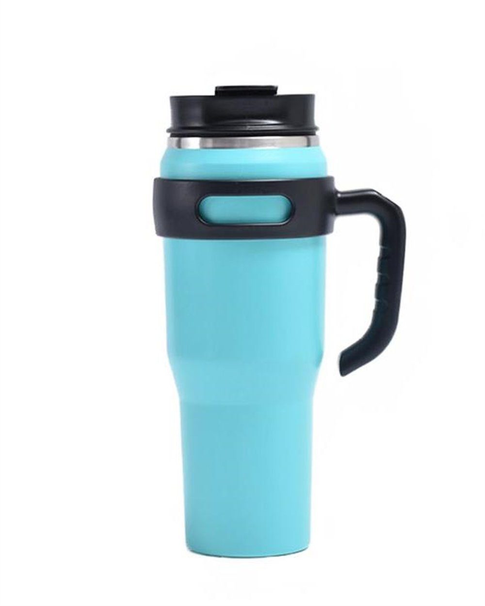 Rouemi Isolierflasche Doppelwandig Vakuum Thermosflasche,mit Henkel Trinkbecher 1000ml, Heiß- und Kaltgetränke Isolierung,12h heiß/24h kalt Hellblau