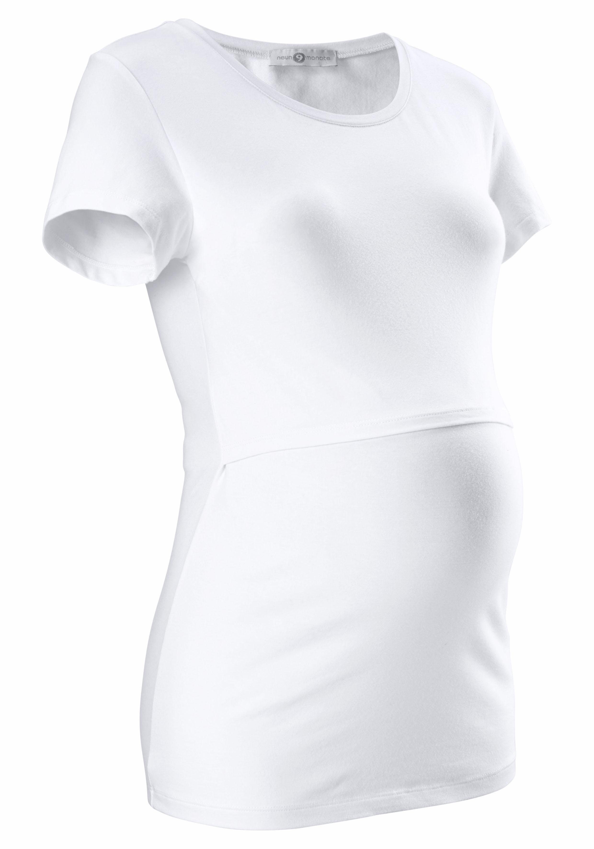 Neun Monate Umstandsshirt, 2er Pack T-Shirts für Schwangerschaft und Stillzeit (Packung, 2-tlg., 2) kurzärmelig, figurbetonte Passform, unifarben, Rundhalsausschnitt