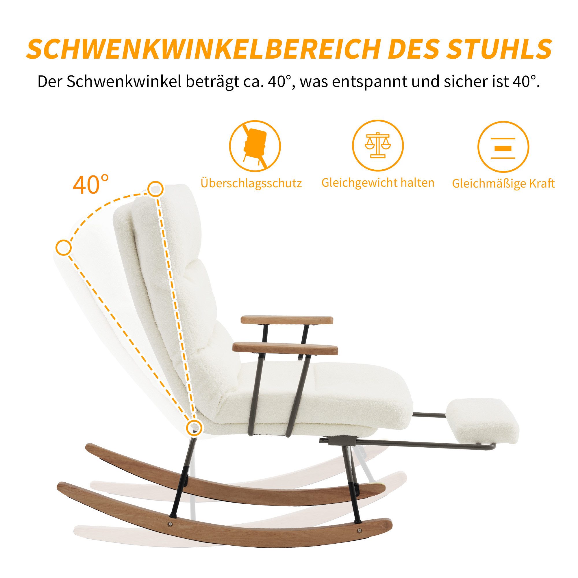 Merax Schaukelstuhl Verstellbarer Lesestuhl mit Fußstütze, günstig online kaufen