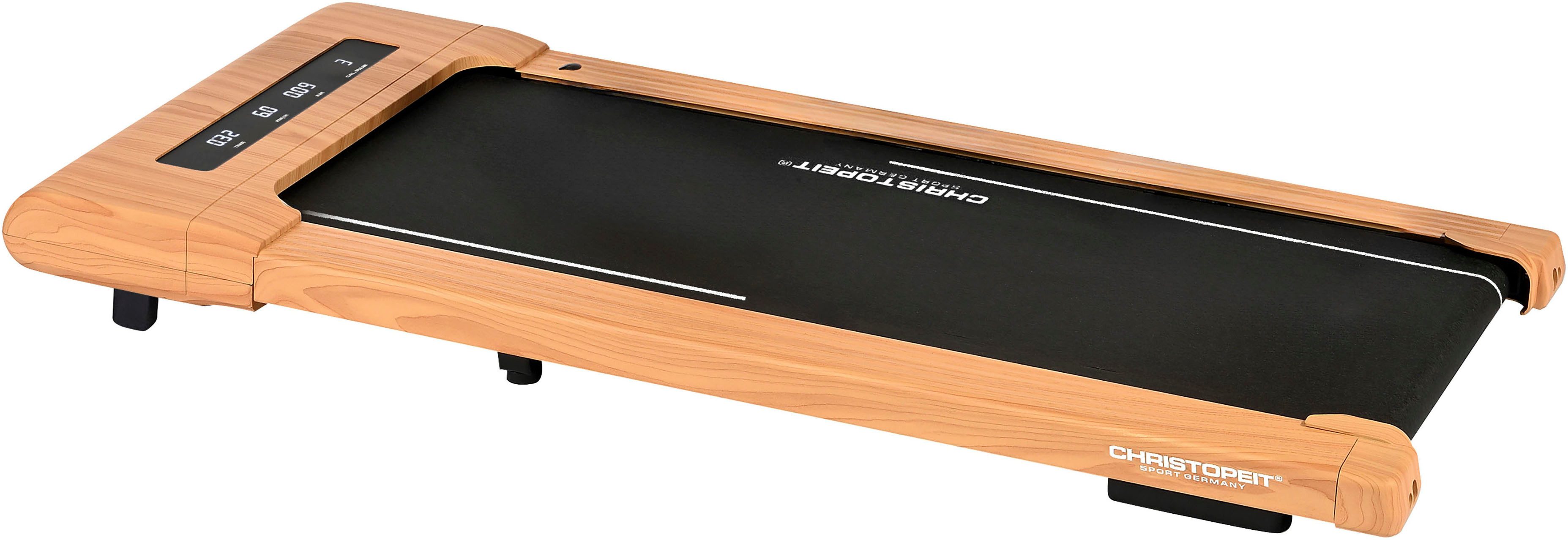 Christopeit Sport® Laufband Walking Pad 4.2 Holzoptik (Aufstellfüße "Stand Up Support" für vertikale Wand-Lagerung), bis max. 6 km/h, 120 kg max. Benutzergewicht