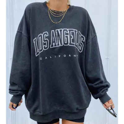 AFAZ New Trading UG Kapuzenhemd Damen übergroße Sweatshirt Vintage Oversized Langarmshirt Rundhals Pullover Casual Oberteile Tops