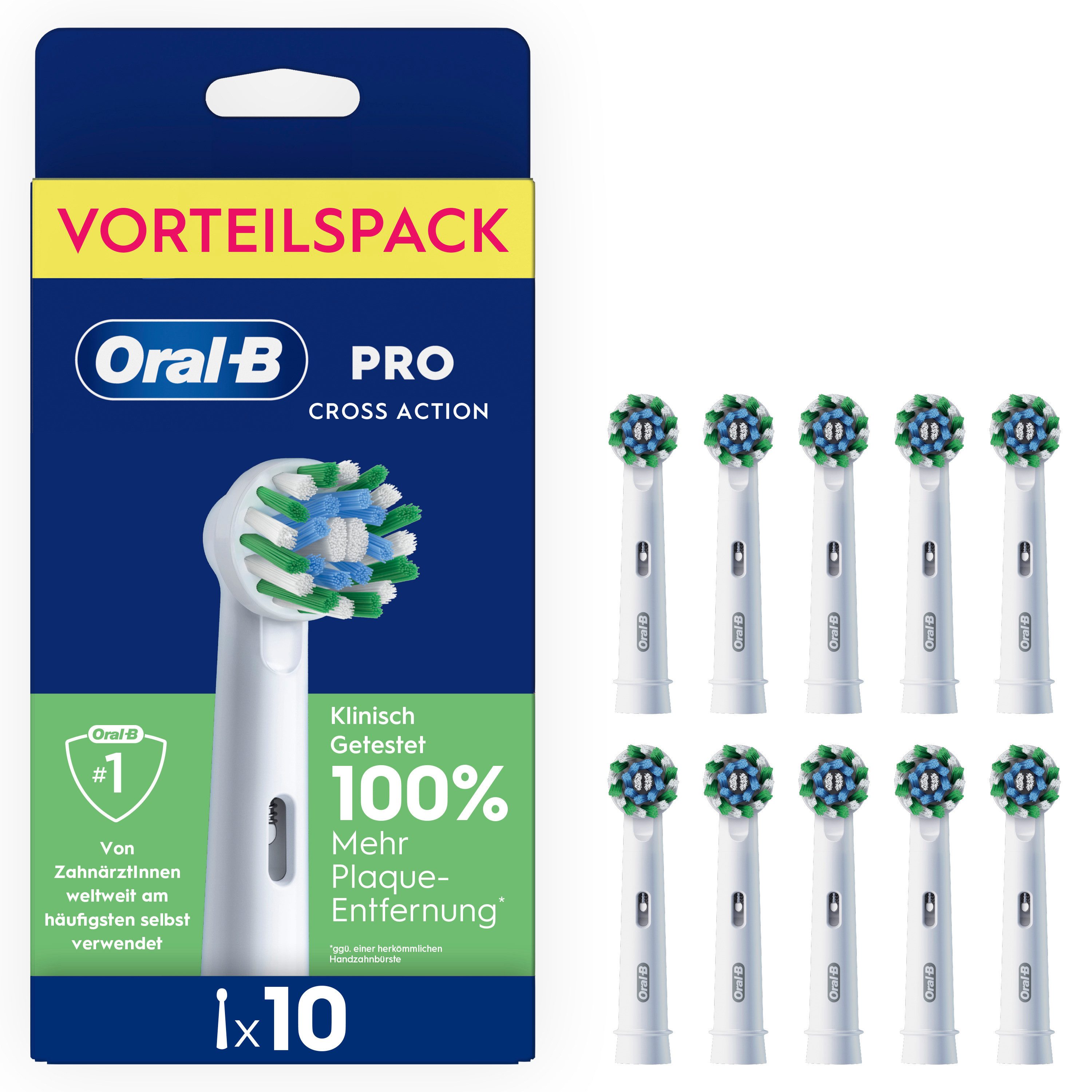 Oral-B Aufsteckbürsten Pro CrossAction, Zahnreinigung mit innovativen X-förmigen Borsten