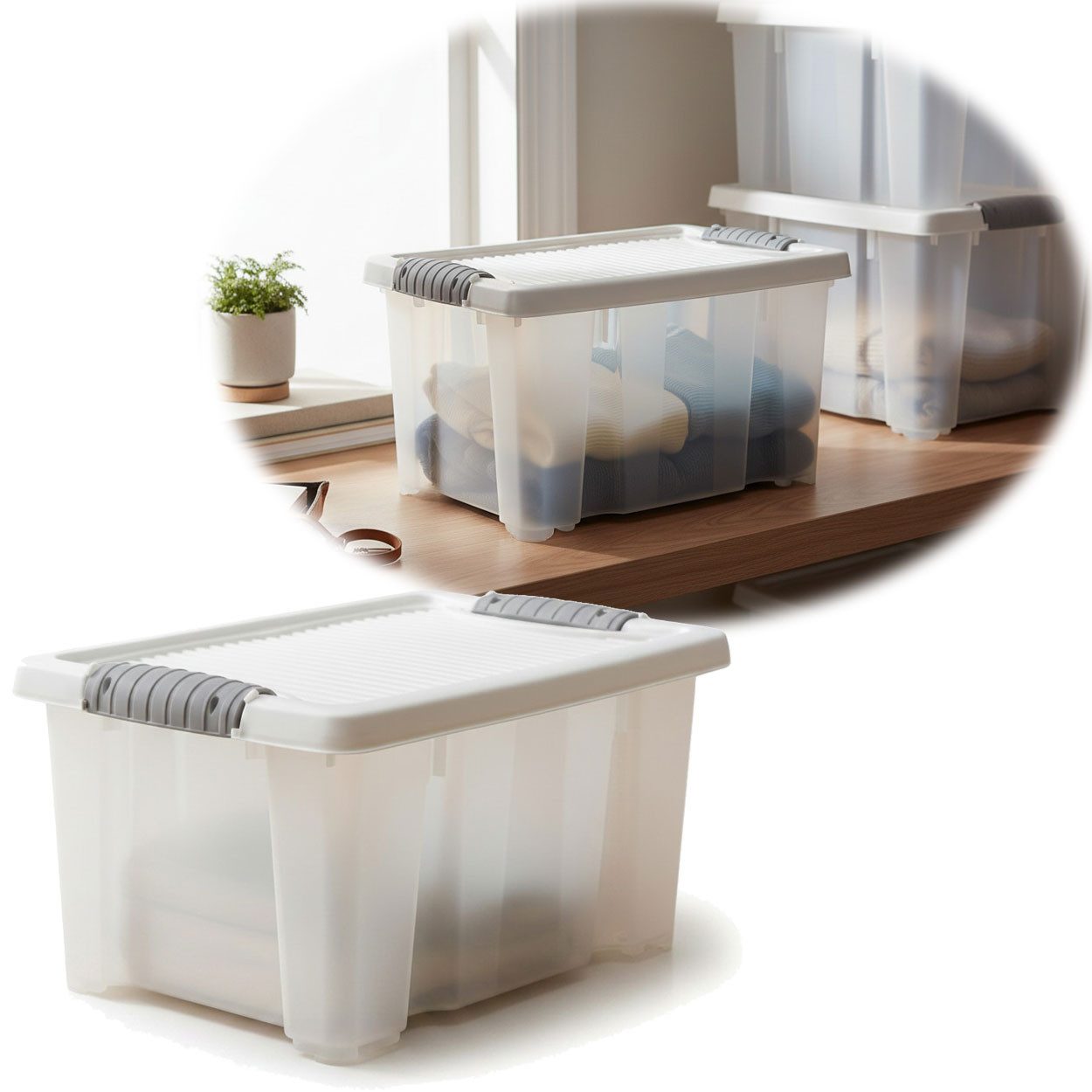 LS-LebenStil Stapelbox Aufbewahrungsbox Allzweckbox 30x20x15cm mit Deckel Transportbox (Kunststoff Stapelbar Allzweckkiste Aufbewahrungskiste, 1 St., Aufbewahrung Spielzeug Regal Box Stapelkiste), Box Stapelkiste Aufbewahrung Spielzeug passend für Kallax Regal