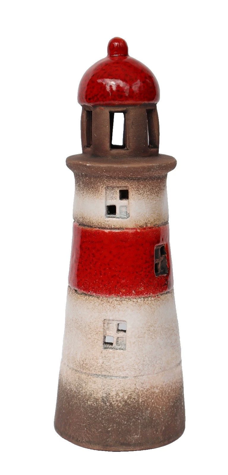 Kaufhaus le petit Windlicht Deko Leuchtturm Teelichthalter Windlicht Maritim Figur Skulptur Objekt, Dekofigur Dekoskulptur Dekoobjekt aus Keramik
