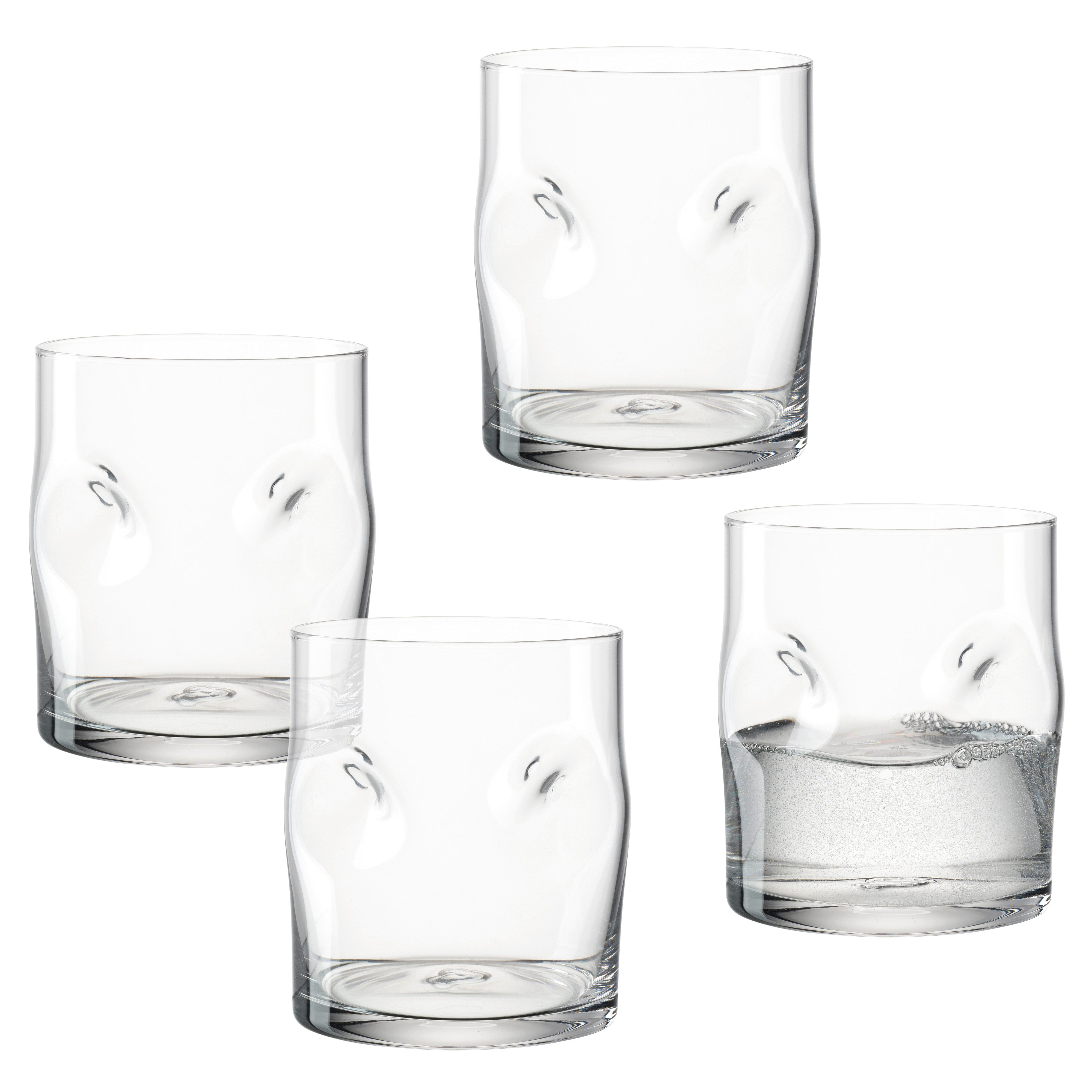LEONARDO Стекло-Set Trinkglas VESUVIO, 300 ml, 4er-Set, Glas, konische Form, markantes Design - mit Einquetschungen