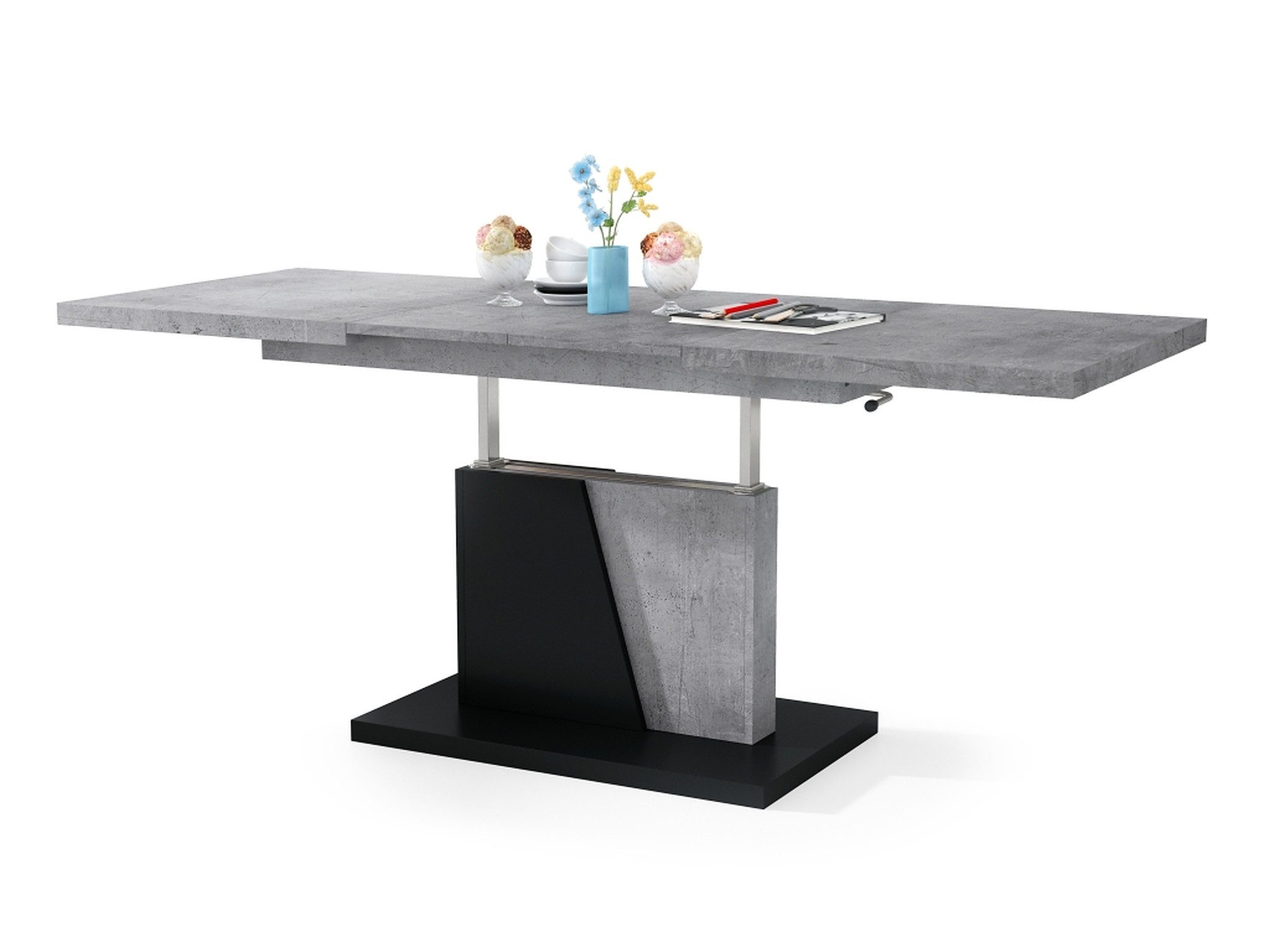 Mazzoni Couchtisch Grand Noir Beton-Schwarz stufenlos günstig online kaufen