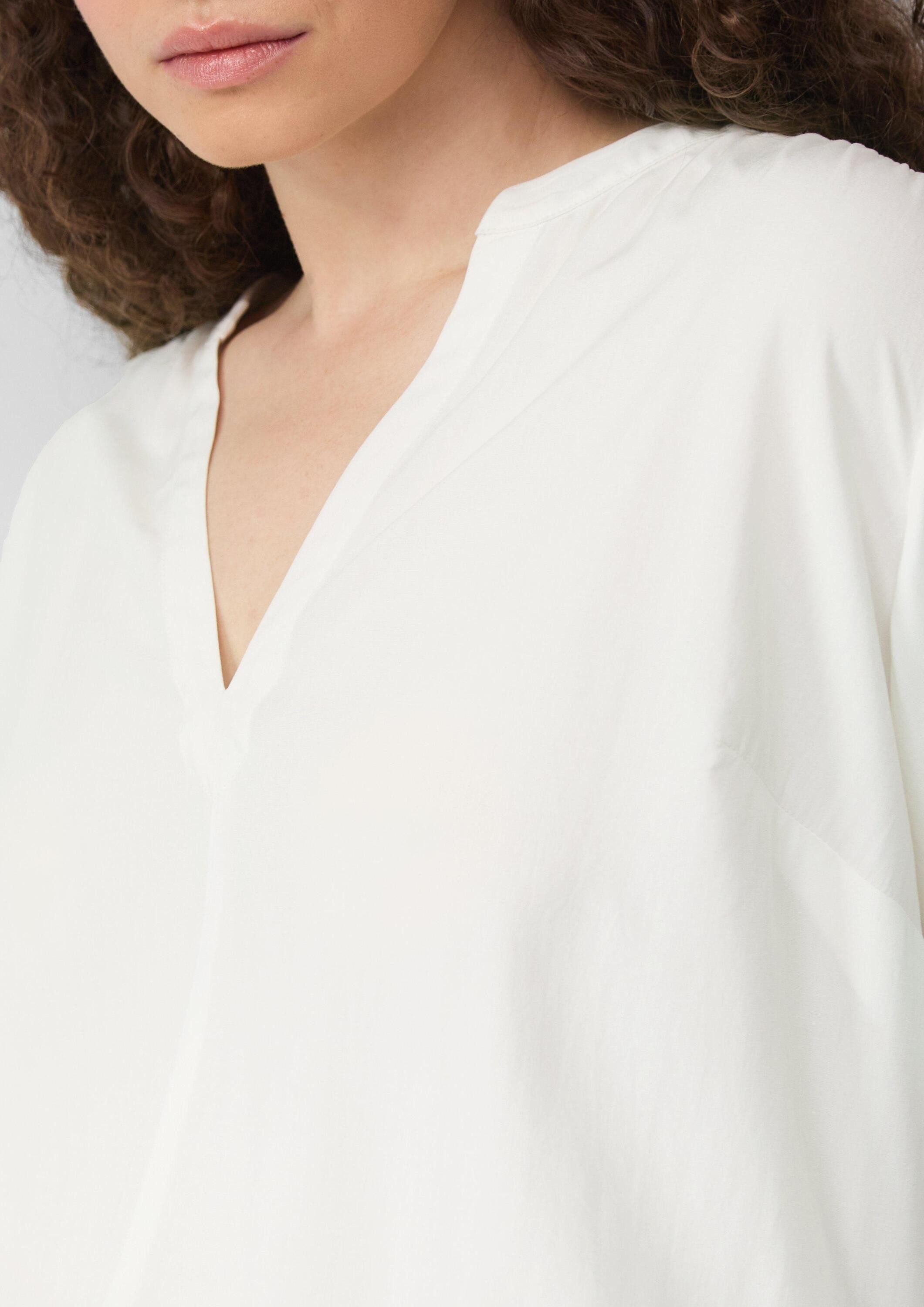 QS Kurzarmbluse Bluse Bluse aus Viskose mit Smok-Detail