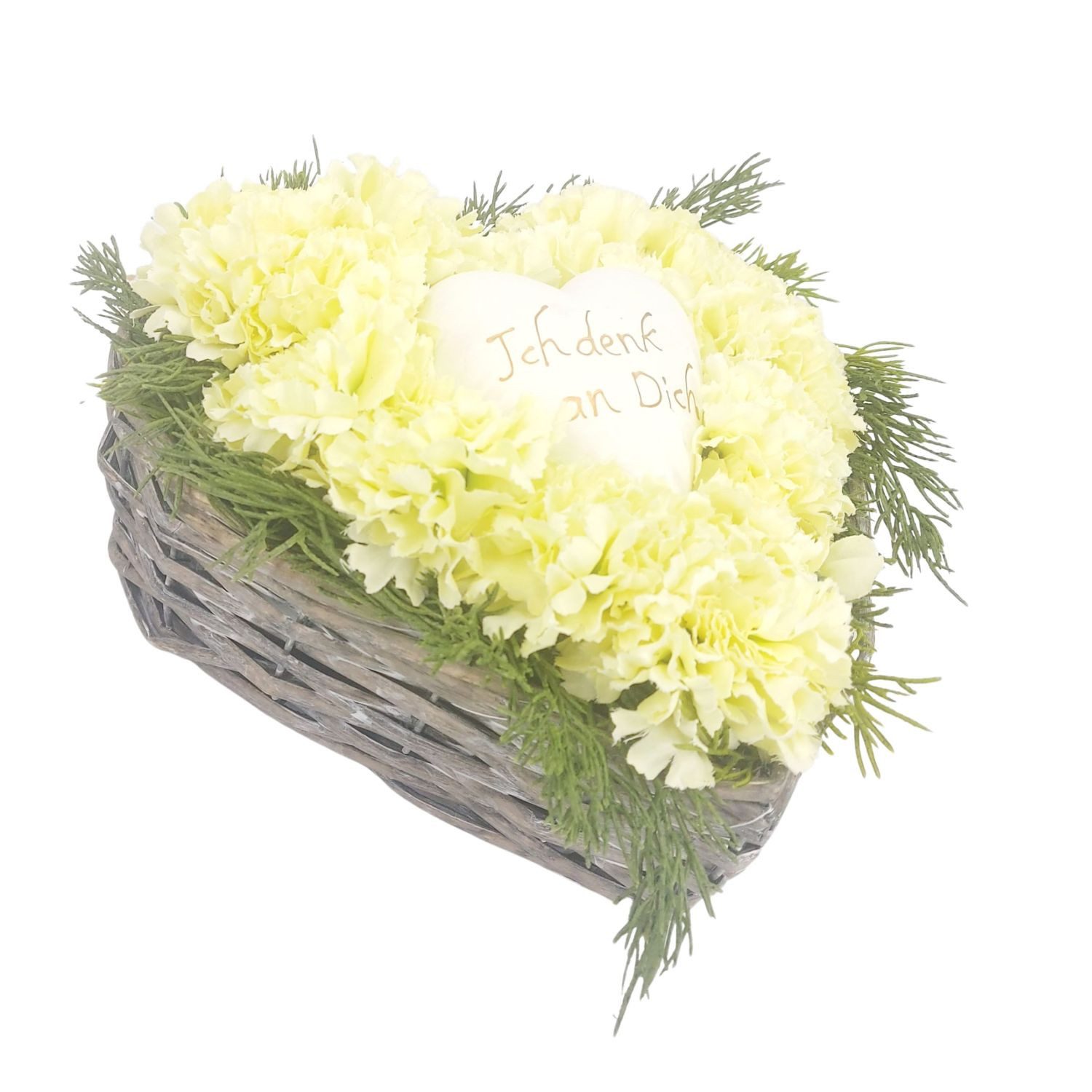 Gestecke Grabschmuck, CreaFlor Home, Höhe 13 cm, Wetterfest, Creme, Herz, H: 13cm