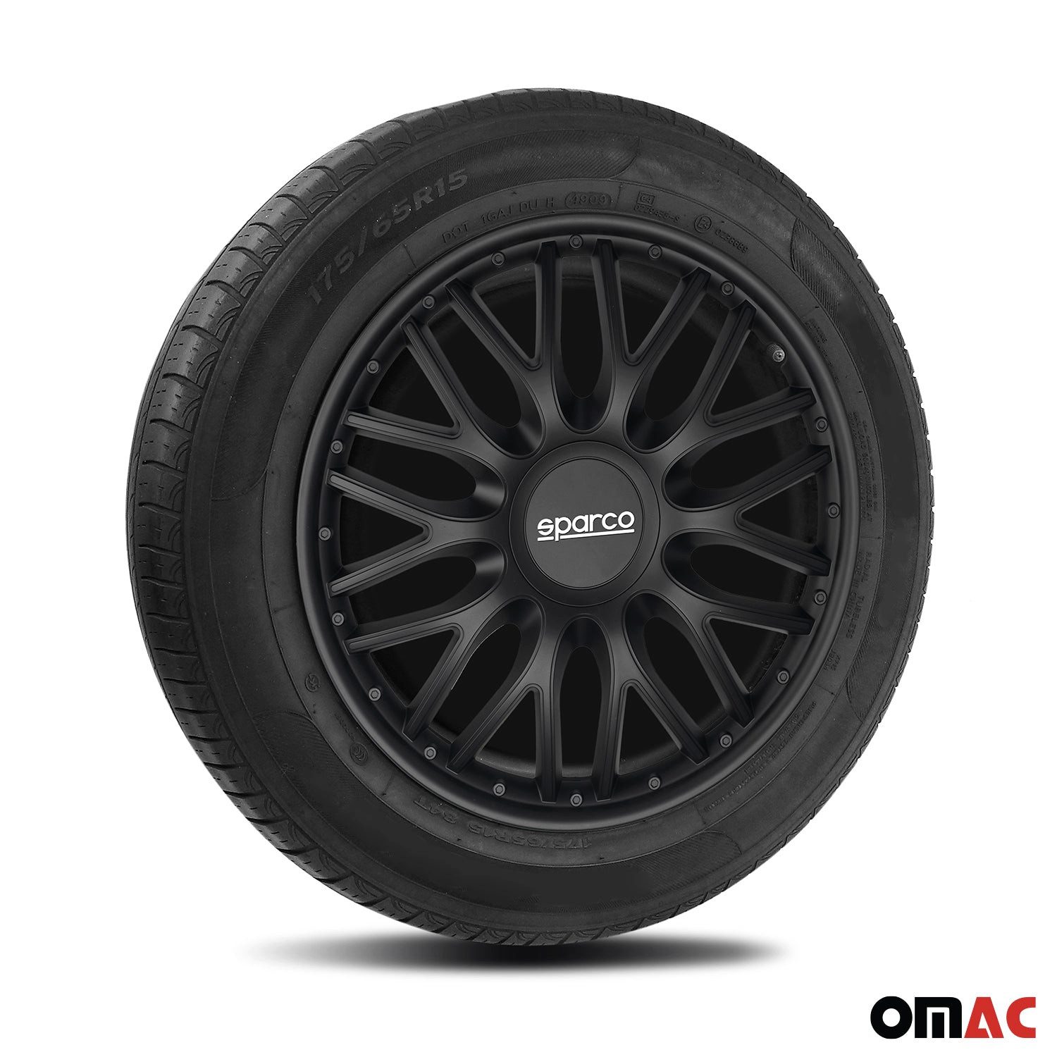 OMAC Radkappen Sparco 16 Zoll Roma Schwarz 4tlg, (4-St) Einfache Installation, Haltbar