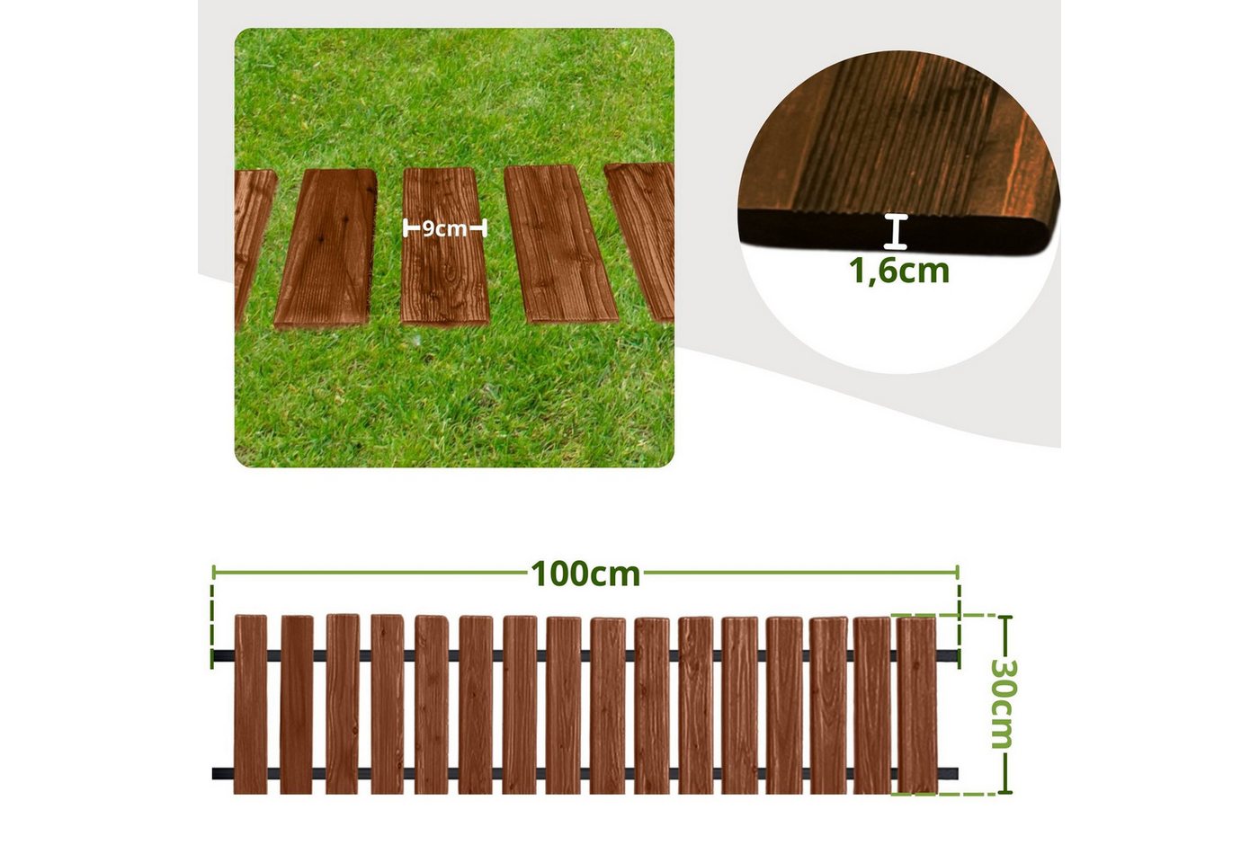 Thumbnail - Floranica Gartensteg Gartenweg aus Holz Gartentritte Holzweg aus Lärche, 30x100 cm, Braun, 1-St., Rollweg Ausrollbarer G...
