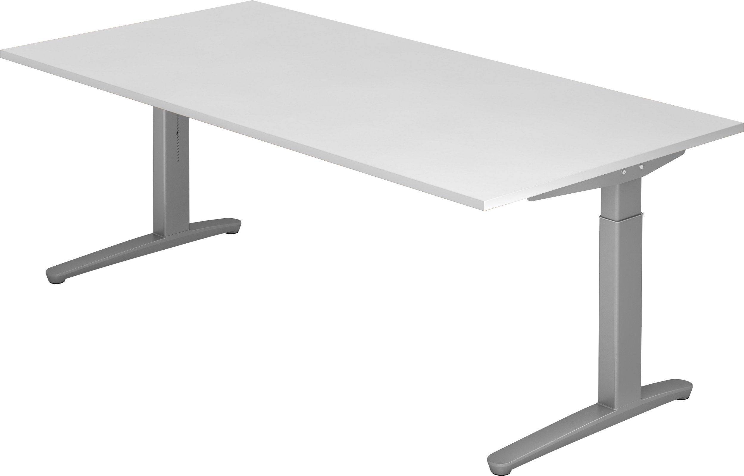 bümö Schreibtisch Schreibtisch Serie-XB, Rechteck: x 100 cm - - Gestell: Weiß Silber 200 Dekor