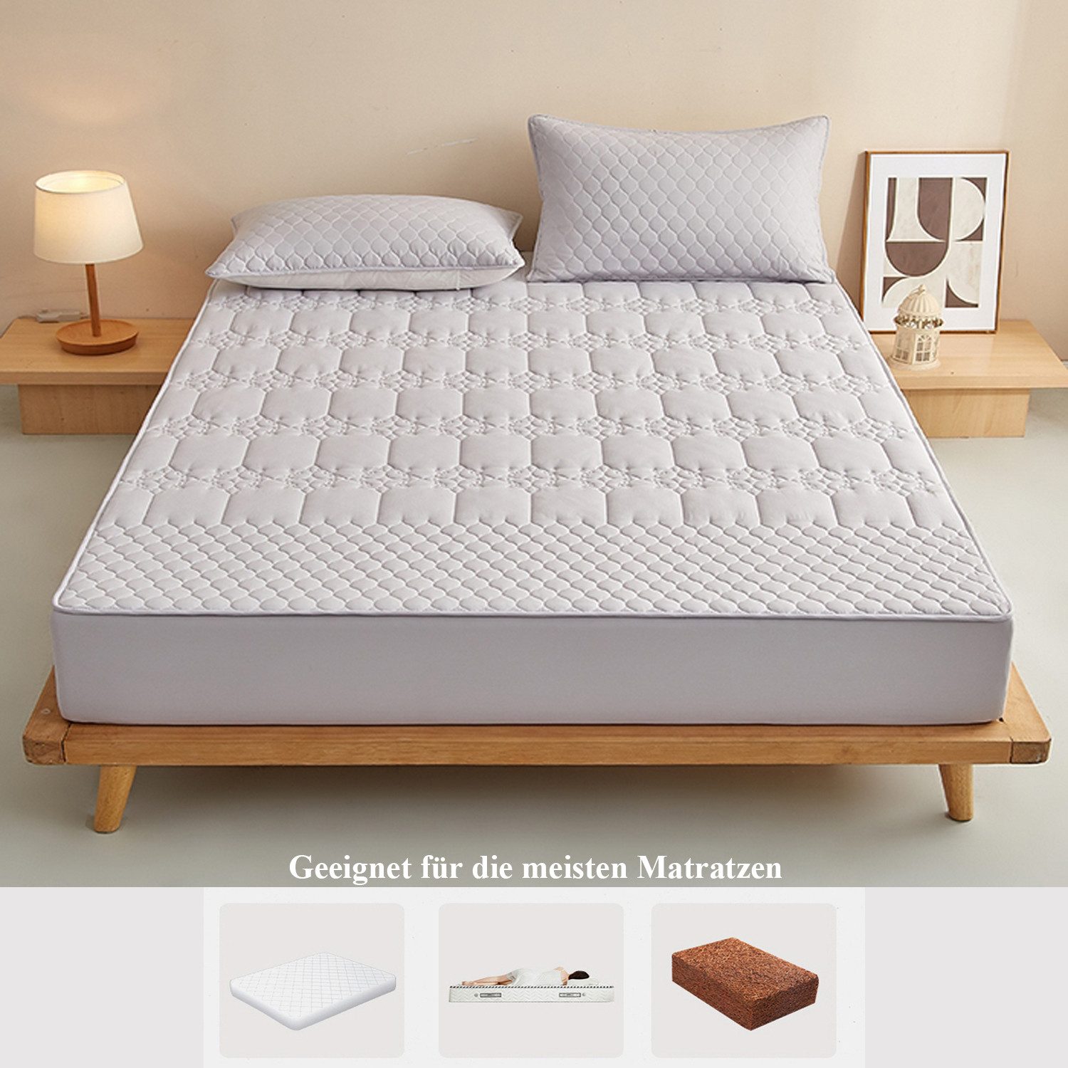 Matratzenauflage Wasserdicht Allergiker Baumwolle Matratzenschoner 90x200cm, 180x200cm wohnTRAUM24, Waschbar Anti Milben Allergiker Matratzenauflage mit Rundumbezug 
