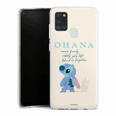 DeinDesign Handyhülle »Lilo & Stitch Offizielles Lizenzprodukt Disney Ohana Stitch«, Samsung Galaxy A21s Silikon Hülle Bumper Case Handy Schutzhülle