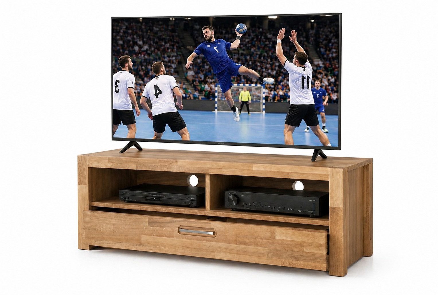 bv-vertrieb Lowboard TV-Rack Fernsehschrank 125x43x46 Lowboard Wildeiche geölt #4399