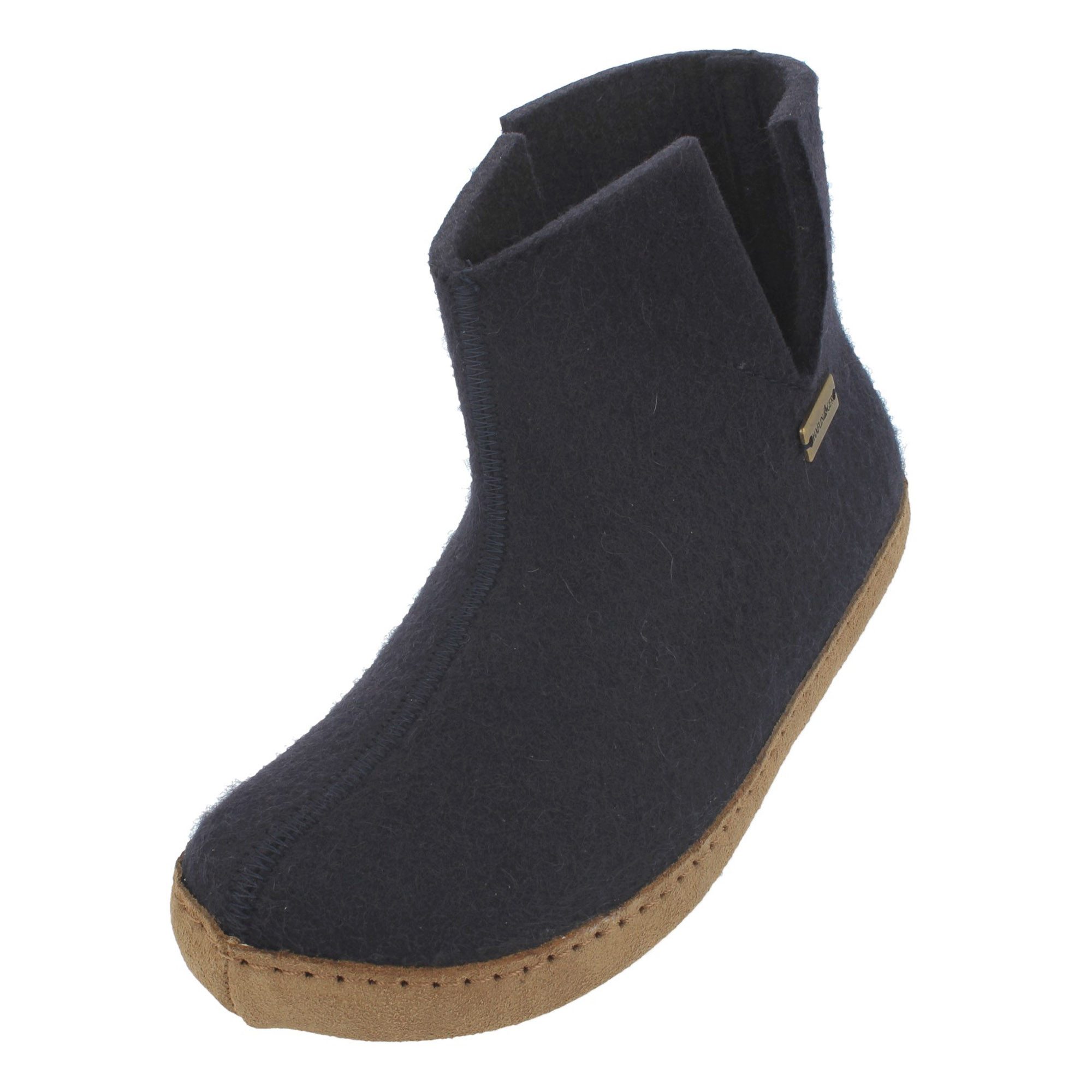 Haflinger Emils Booty Filzpantoffel Hausschuh mit Ledersohle Unisex Hausschuh