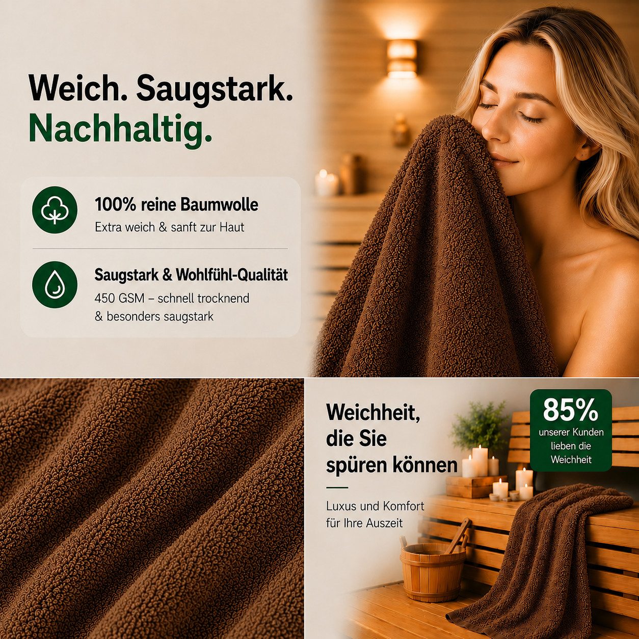 Komfortec Handtuch Set Premium 8x Handtuch & Badetuch Set - 4er 50x100 + 4er 70x140 cm, Frottee (8-St), 100% Baumwolle, Weich, 470 g/m2