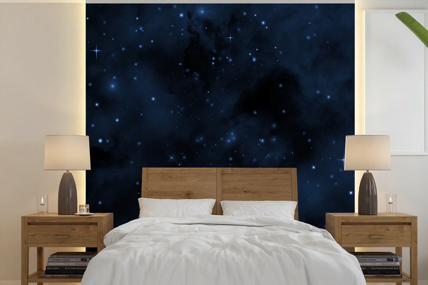 MuchoWow Fototapete Nacht - Universum - Sternenhimmel, Matt, bedruckt, (5 St), Vinyl Tapete für Wohnzimmer oder Schlafzimmer, Wandtapete