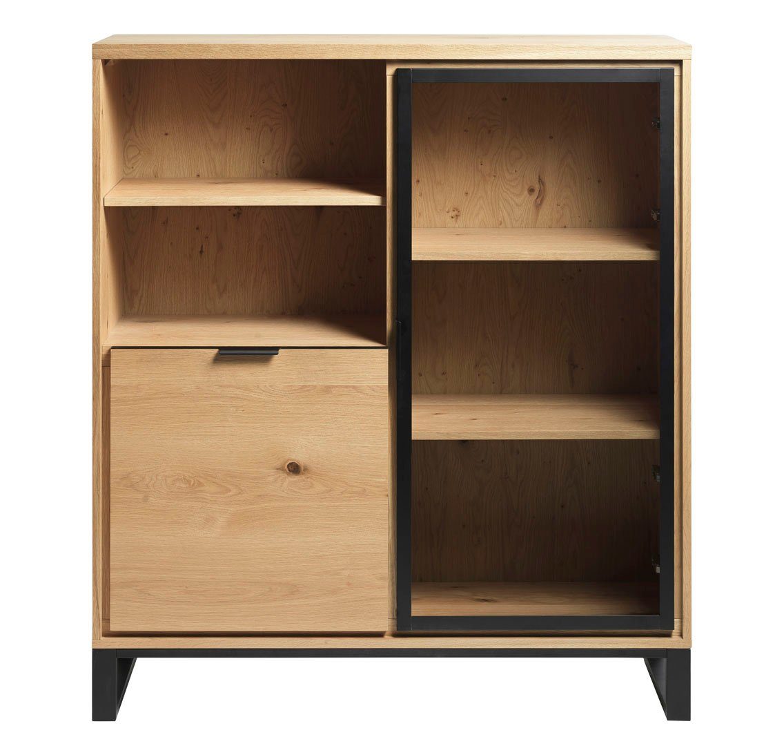 ebuy24 (1-St) H138cm Vitrinenschrank Livorno 1 Tür, 2 Glastür, 1 Vitrine