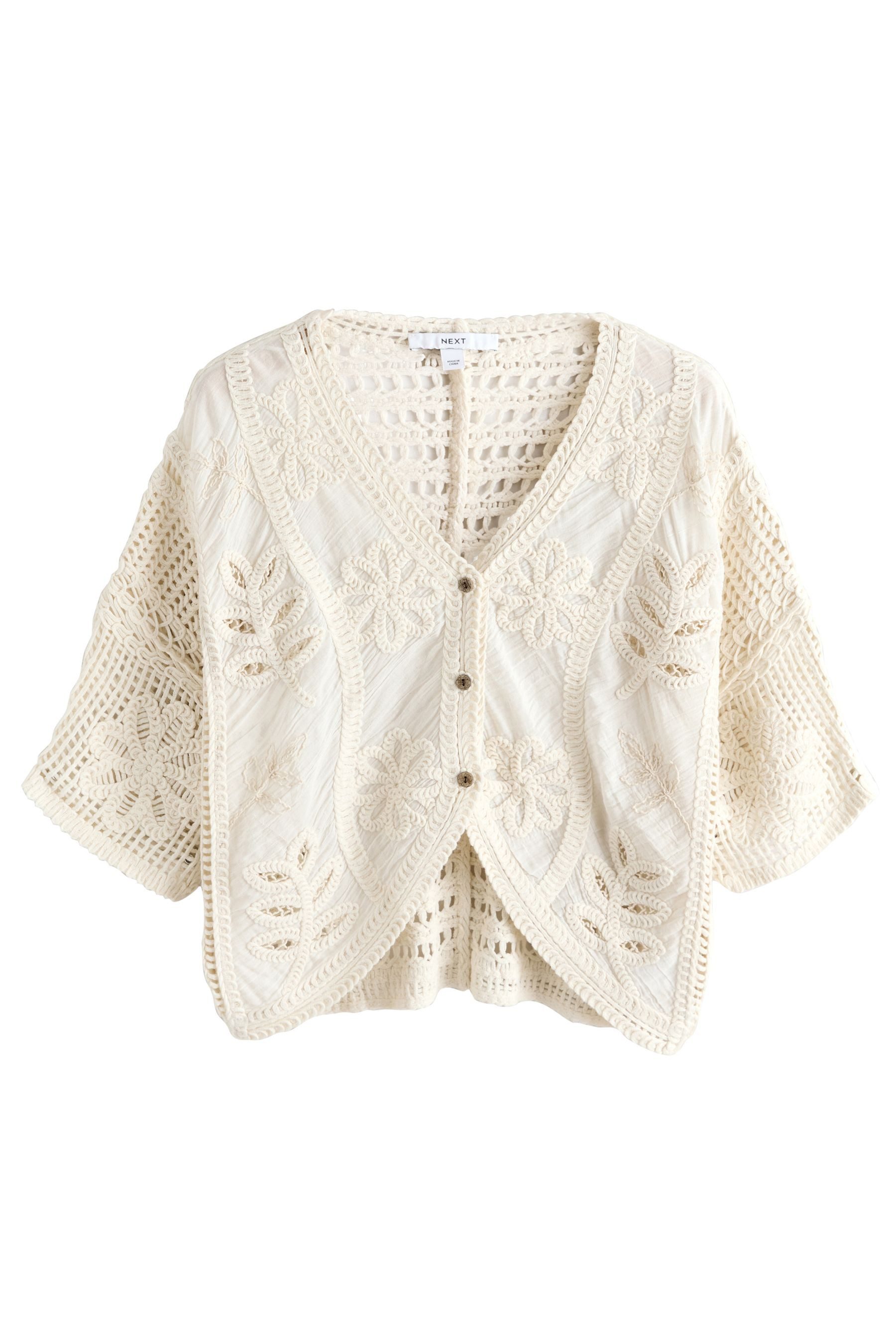 Next Strickjacke Gehäkelter Kurzarm-Cover-up (1-tlg) günstig online kaufen