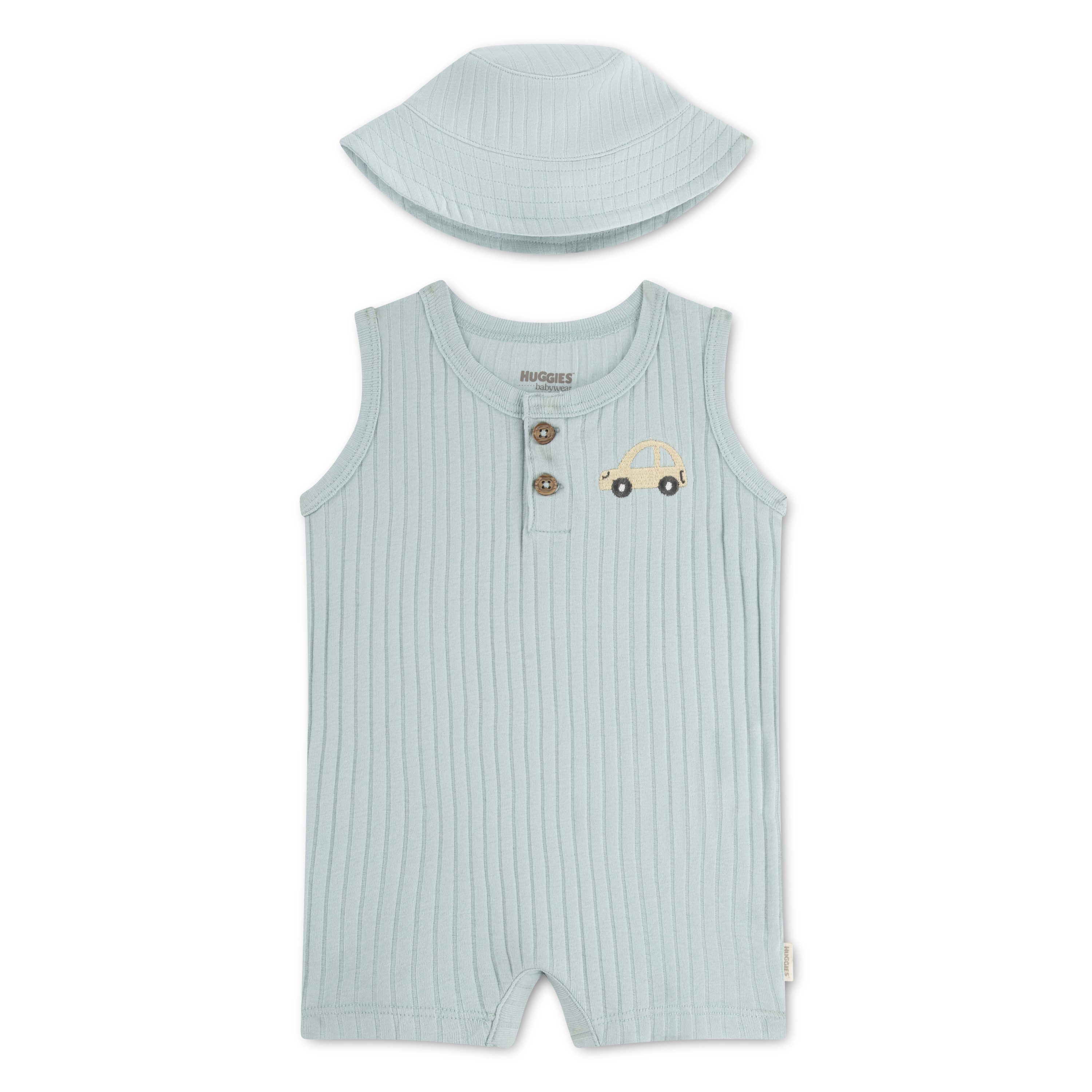 HUGGIES babywear Neugeborenen-Geschenkset HUGB ROMPER + HAT ATTACHMENT (Set, 2-tlg) mit passendem Hut, aus Baumwolle