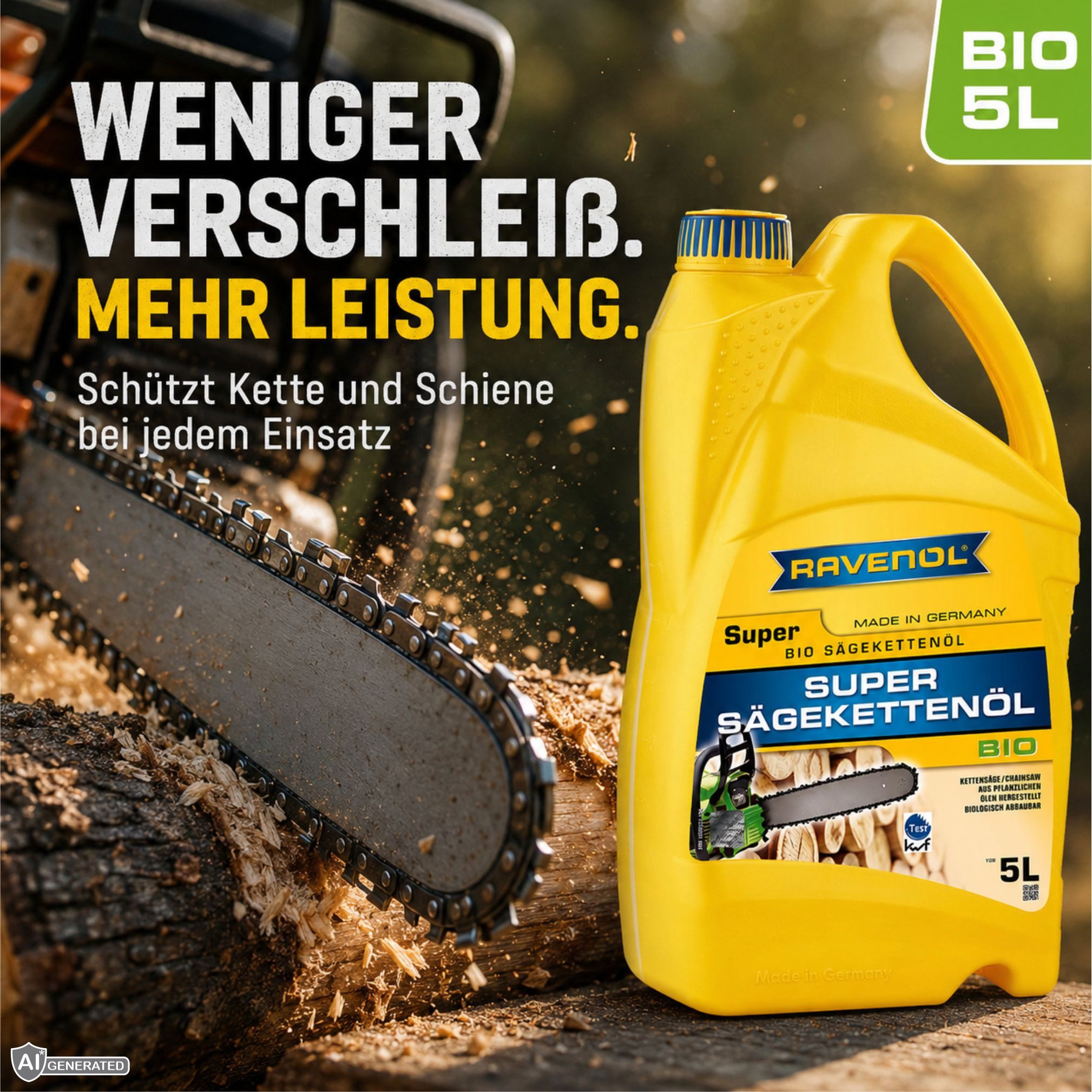 Ravenol Kettensägenöl Super Sägekettenöl 5 Liter, Biologisch abbaubares Haftöl für Motorsägen und Sägeketten