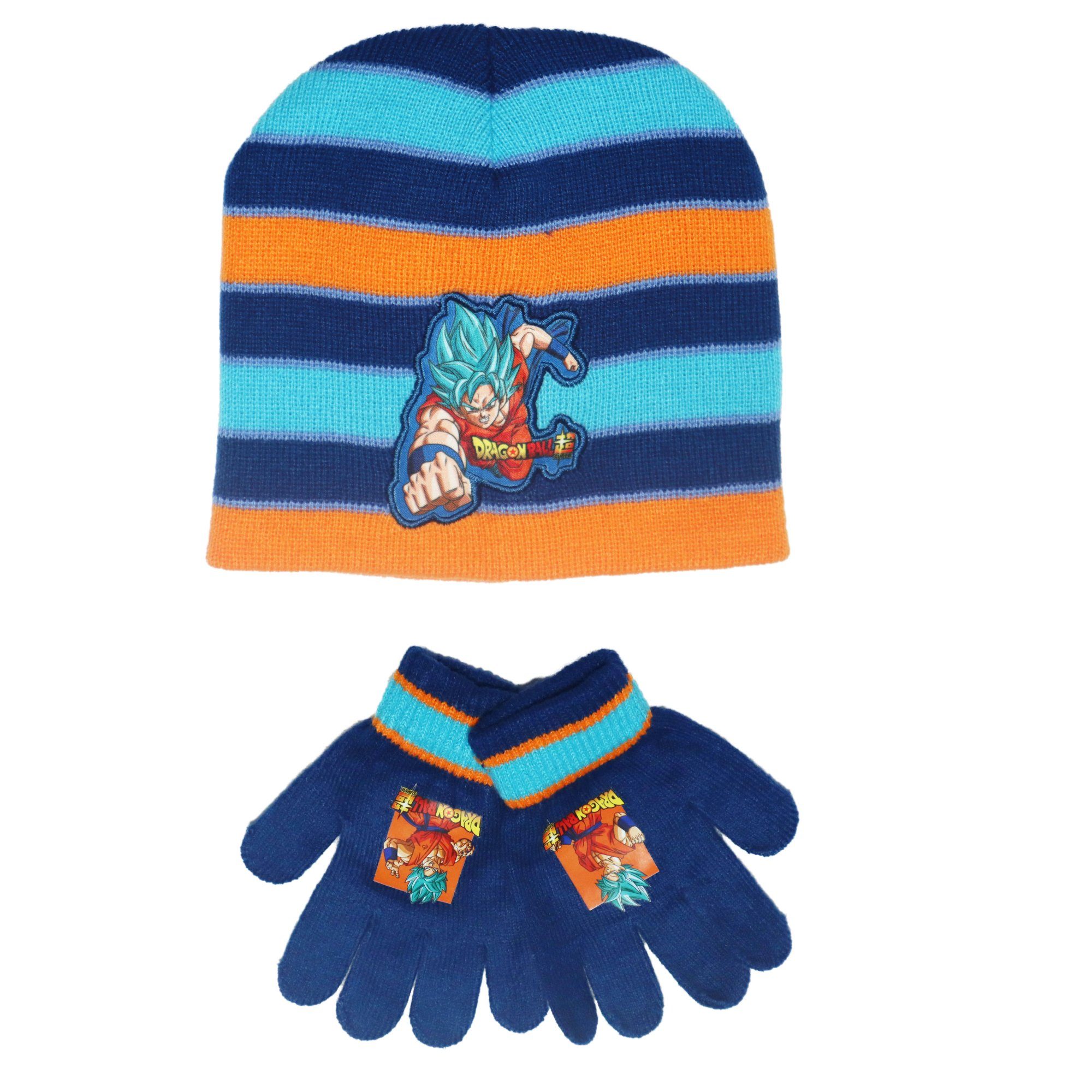 Dragon Ball Jerseymütze Anime Dragon Ball Goku Jungen Wintermütze plus Handschuhe 54/56