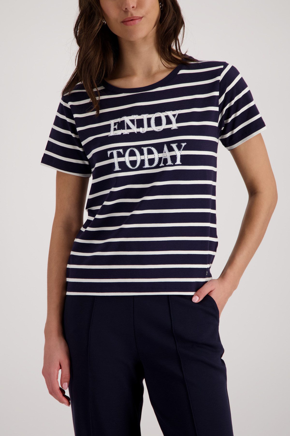 Monari Rundhalsshirt mit Streifen