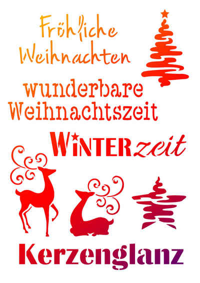 Viva Decor Malschablone Schablone Weihnachtsmotive + Schriften, DIN A4