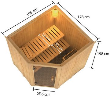welltime Sauna Hilda, BxTxH: 196 x 178 x 198 cm, 68 mm, 4,5-kW-Bio-Ofen mit ext. Steuerung