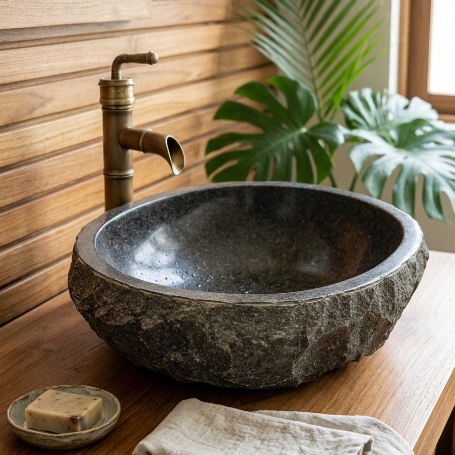 Kinaree Aufsatzwaschbecken Aufsatzwaschbecken Andesit Naturstein Marmor Indonesien, Naturstein, Andesit Marmor, Oval, Naturprodukt, leichte Reinigung