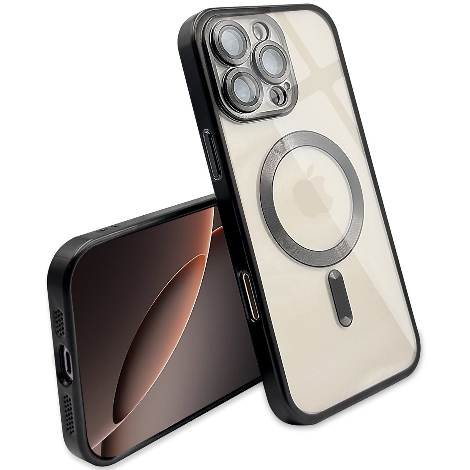 Wörleonline Handyhülle für iPhone 16 Pro / iPhone 16 Pro Max mit integriertem Kameraschutz, TPU Schutzhülle in passendem Titan-Farbton, MagSafe kompatible Hülle