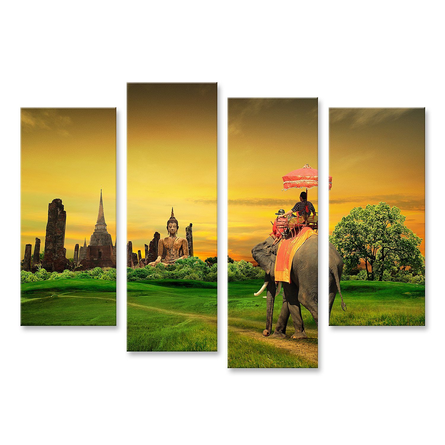 Leinwandbild Bild auf Leinwand Sonnenuntergang auf dem Lande in Thailand Wandbild P