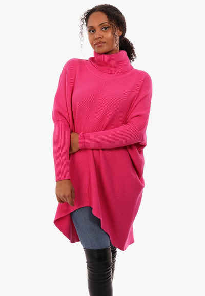 YC Fashion & Style Longpullover Strickpullover asymmetrisch Plus Size mit Rollkragen (1-tlg) in Unifarbe, mit überschnittenen Schultern