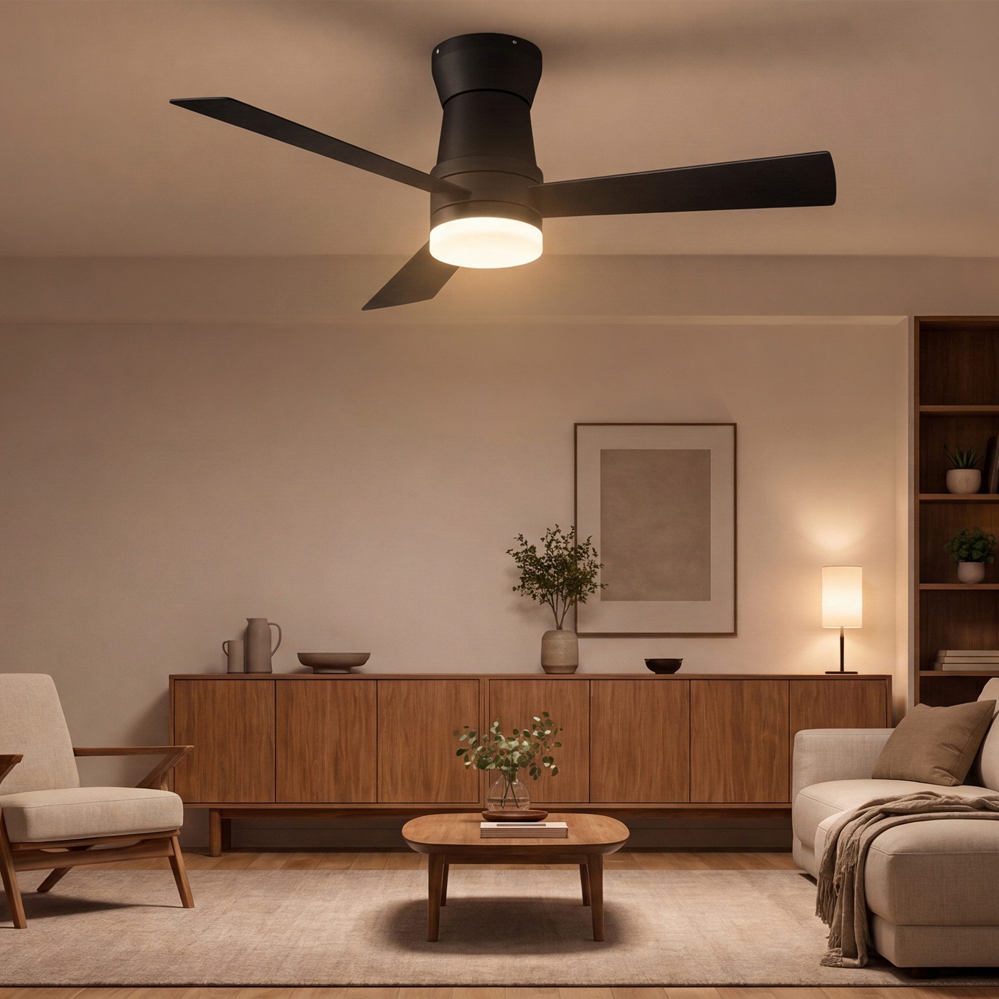 Furnishings Home Deckenventilator Ventilatorleuchte Deckenlampe mit Fernbedienung Leiser, 6 Stufen, 106 cm Durchmesser, DC Motor, Dimmbare LED, Sommer/Winterfunktion