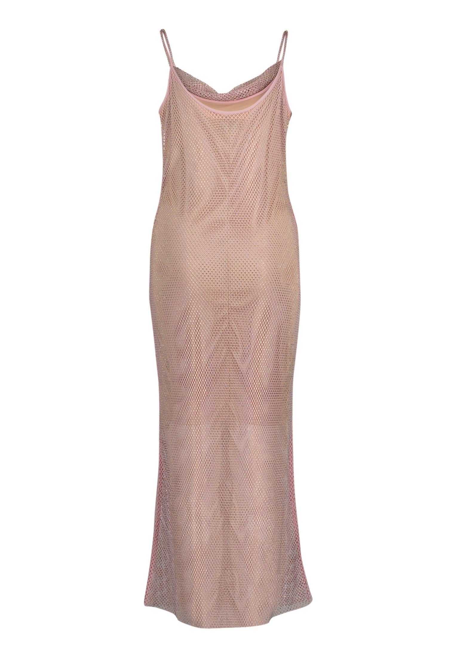 Rose/Cream (1-tlg) Glitzer-Look Vera im Hotfix Maxikleid Mont