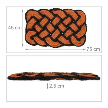 Fußmatte Fußmatte Kokos Knoten orange-schwarz, relaxdays, Höhe: 25 mm