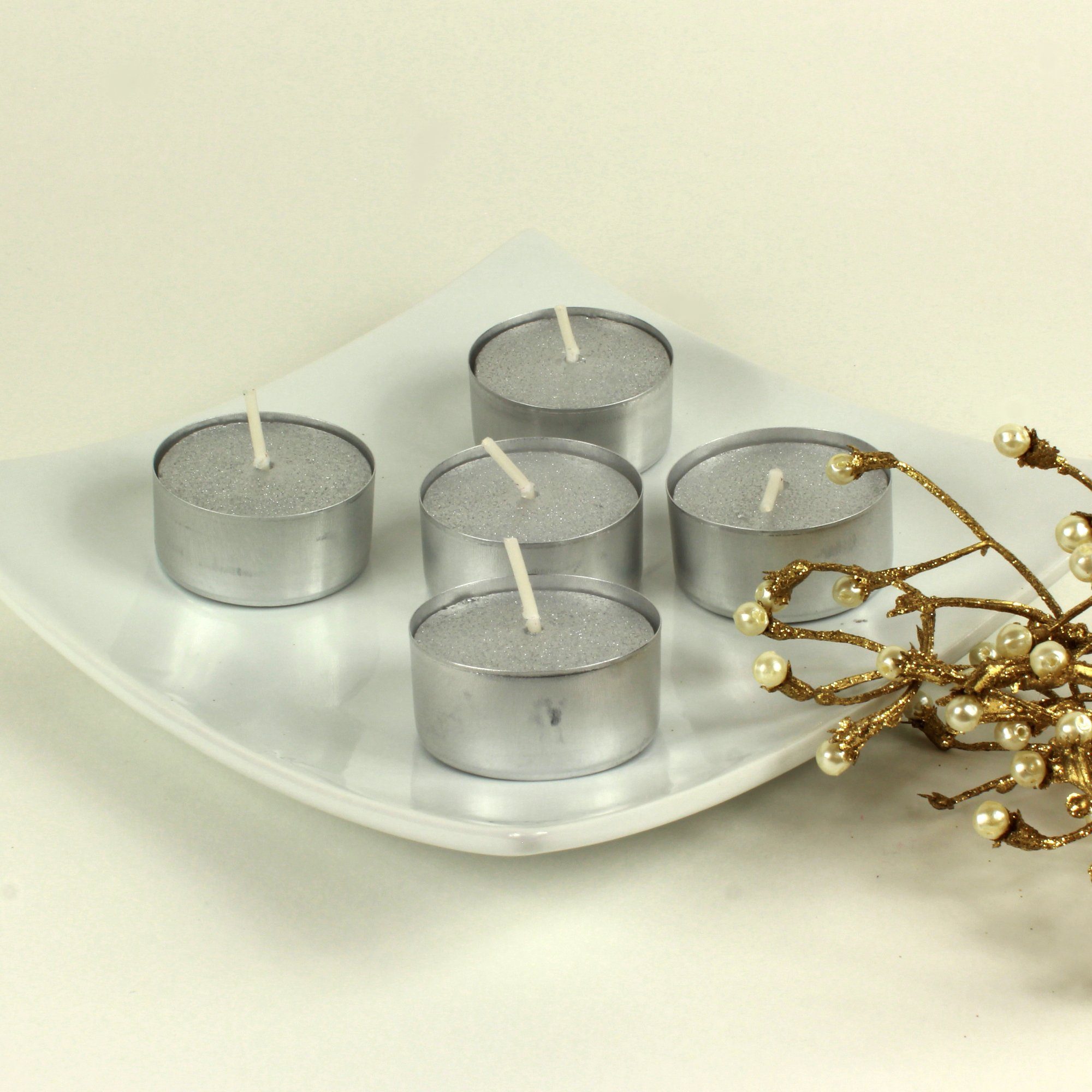 Wenzel Teelicht Чайні вогники mit Glimmer 38 mm silber 10 Stück von Wenzel