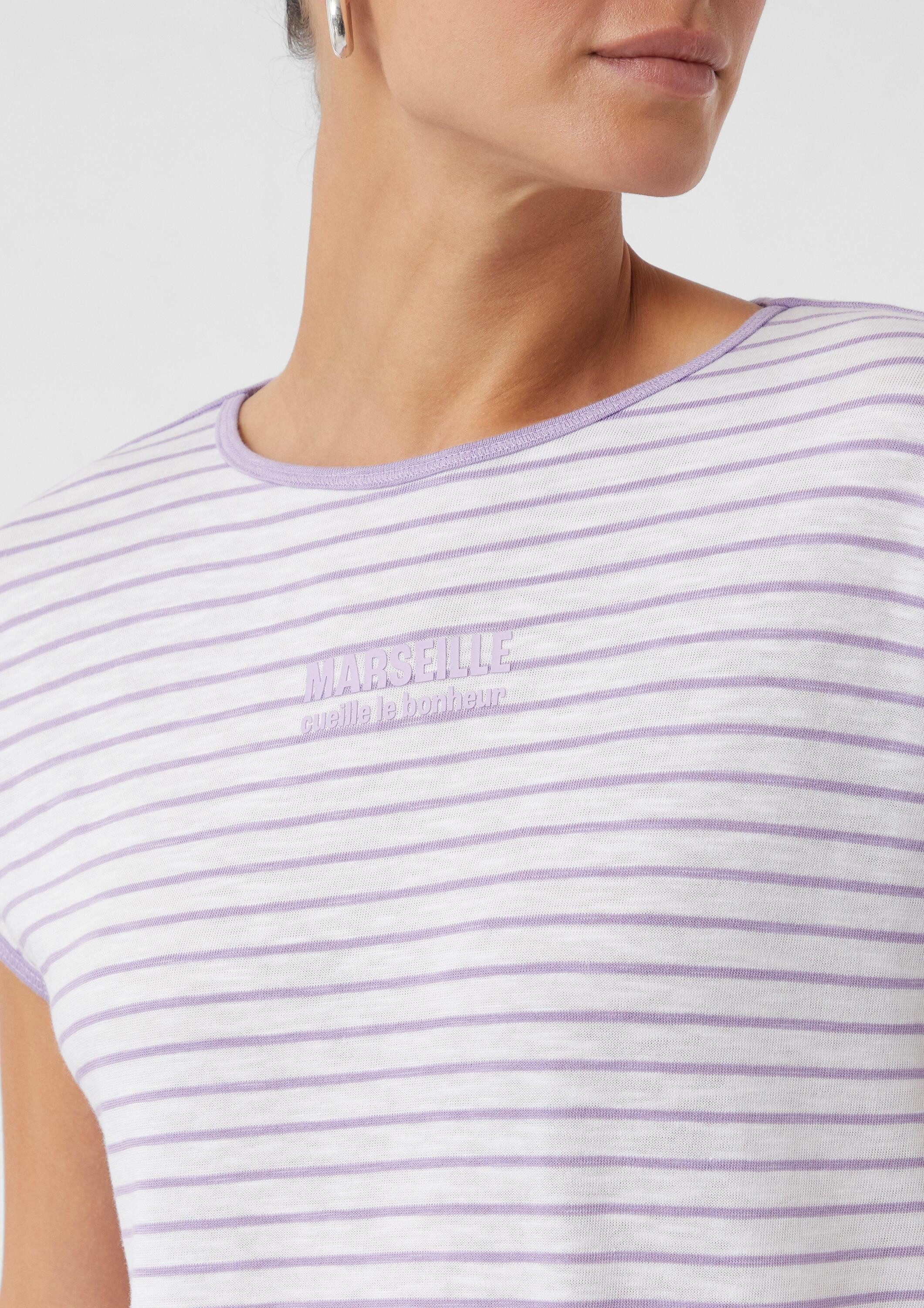 comma Kurzarmshirt T-Shirt Gestreiftes T-Shirt aus Baumwollmix