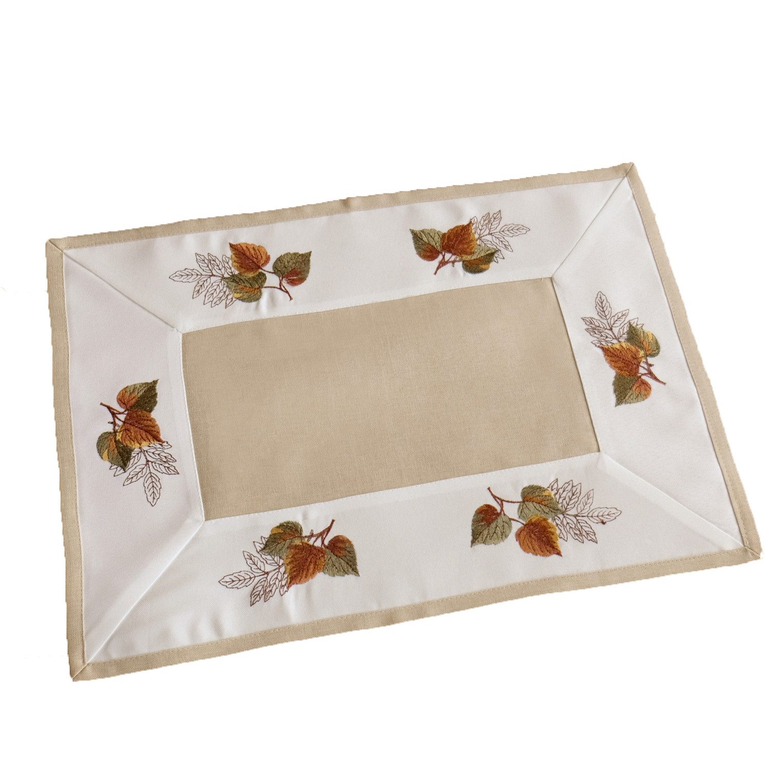 texpot Tischdecke mit Stickerei Blätter Herbst günstig online kaufen