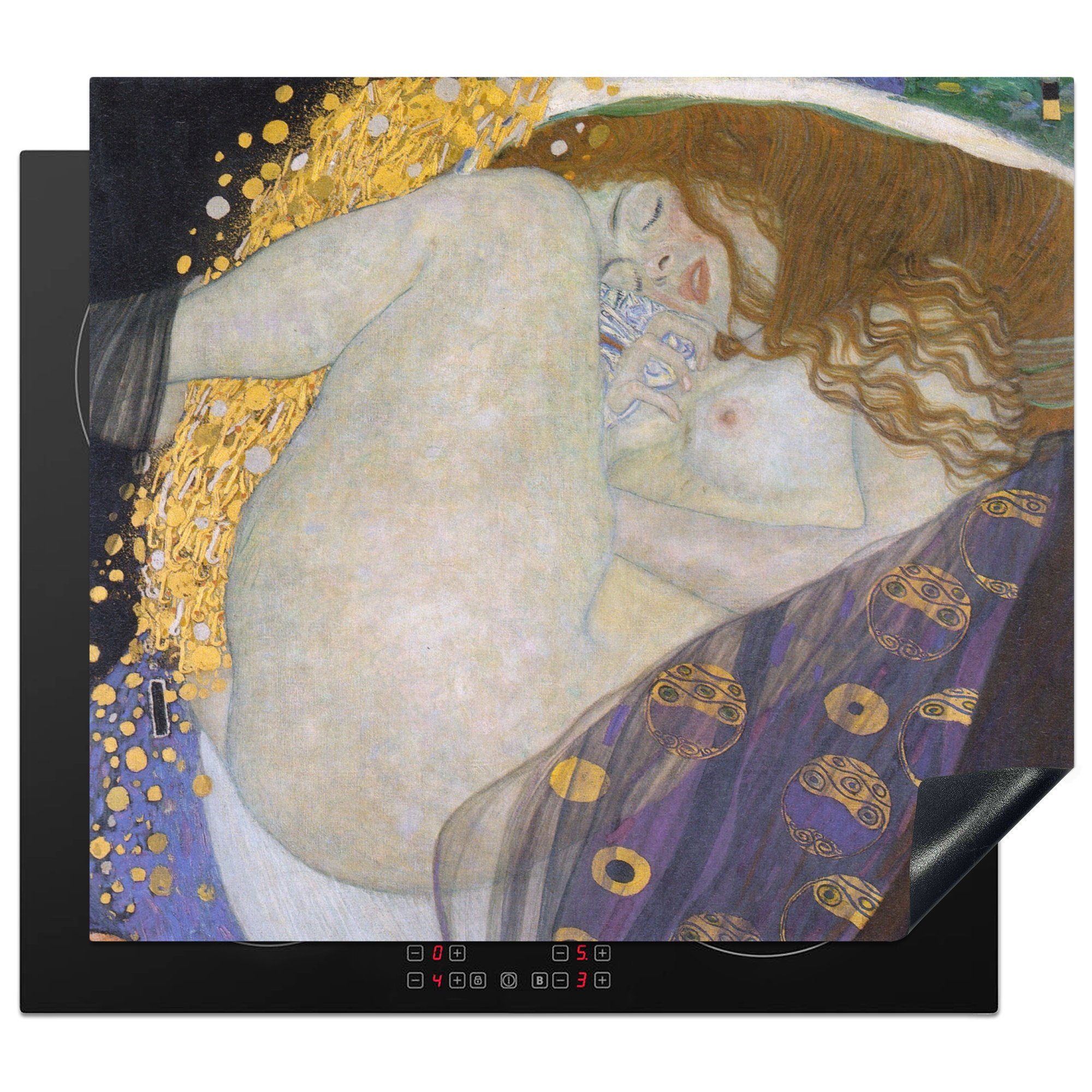 MuchoWow Herdblende-/Abdeckplatte Danaë - Gemälde von Gustav Klimt, Vinyl, (1 tlg), 60x52 cm, Mobile Arbeitsfläche nutzbar, Ceranfeldabdeckung