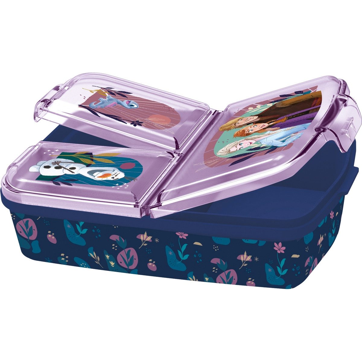 p:os Lunchbox Brotdose Disney Frozen dreigeteilt lila/dunkelblau